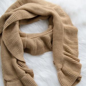 Ruffle edge beige scarf